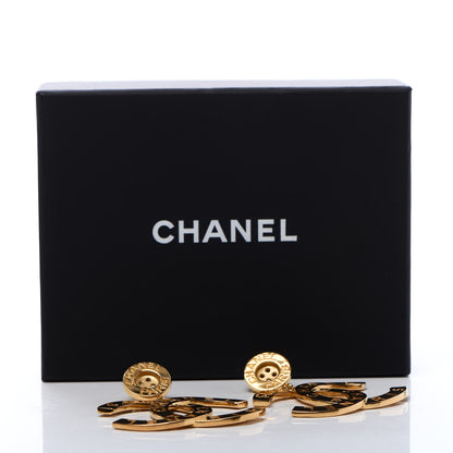 Chanel Metal Large Paris Button Earrings Gold 5 of 5