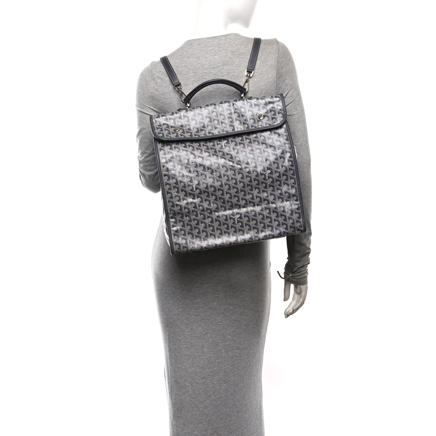 Goyardine Saint Leger Soft Briefcase Backpack Grey