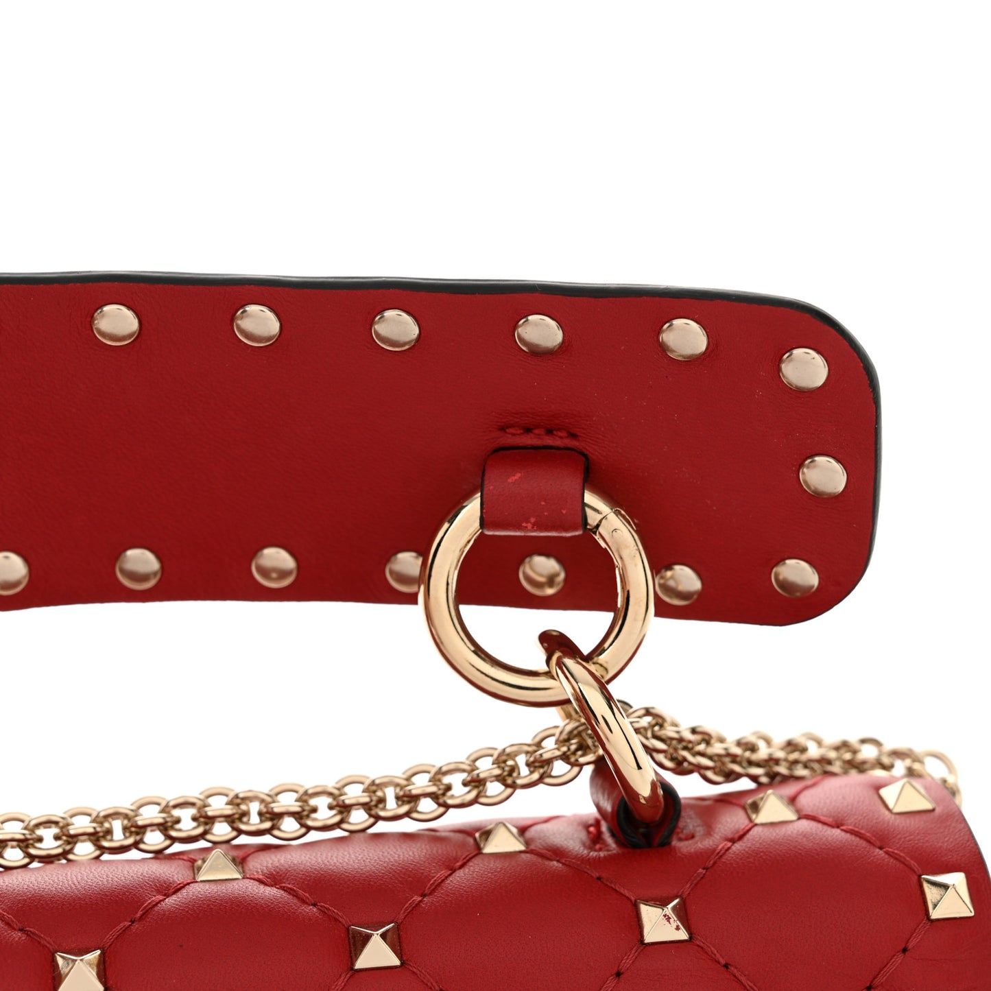 Nappa Small Rockstud Spike Shoulder Bag Rosso Valentino