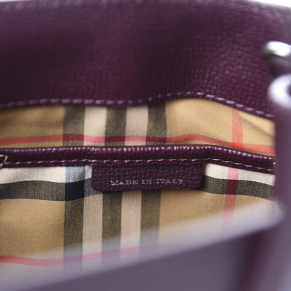 Burberry Grainy Calfskin House Check Small Banner Tote Mahogany Red 9 of 10