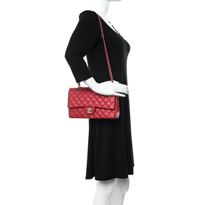 Chanel Caviar Quilted Medium Double Flap Dark Red 2 of 12