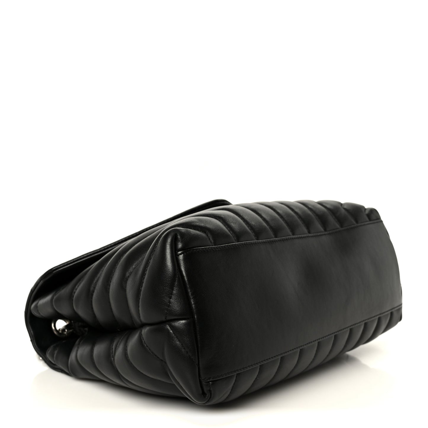 Calfskin Y Quilted Monogram Medium Loulou Chain Satchel Black