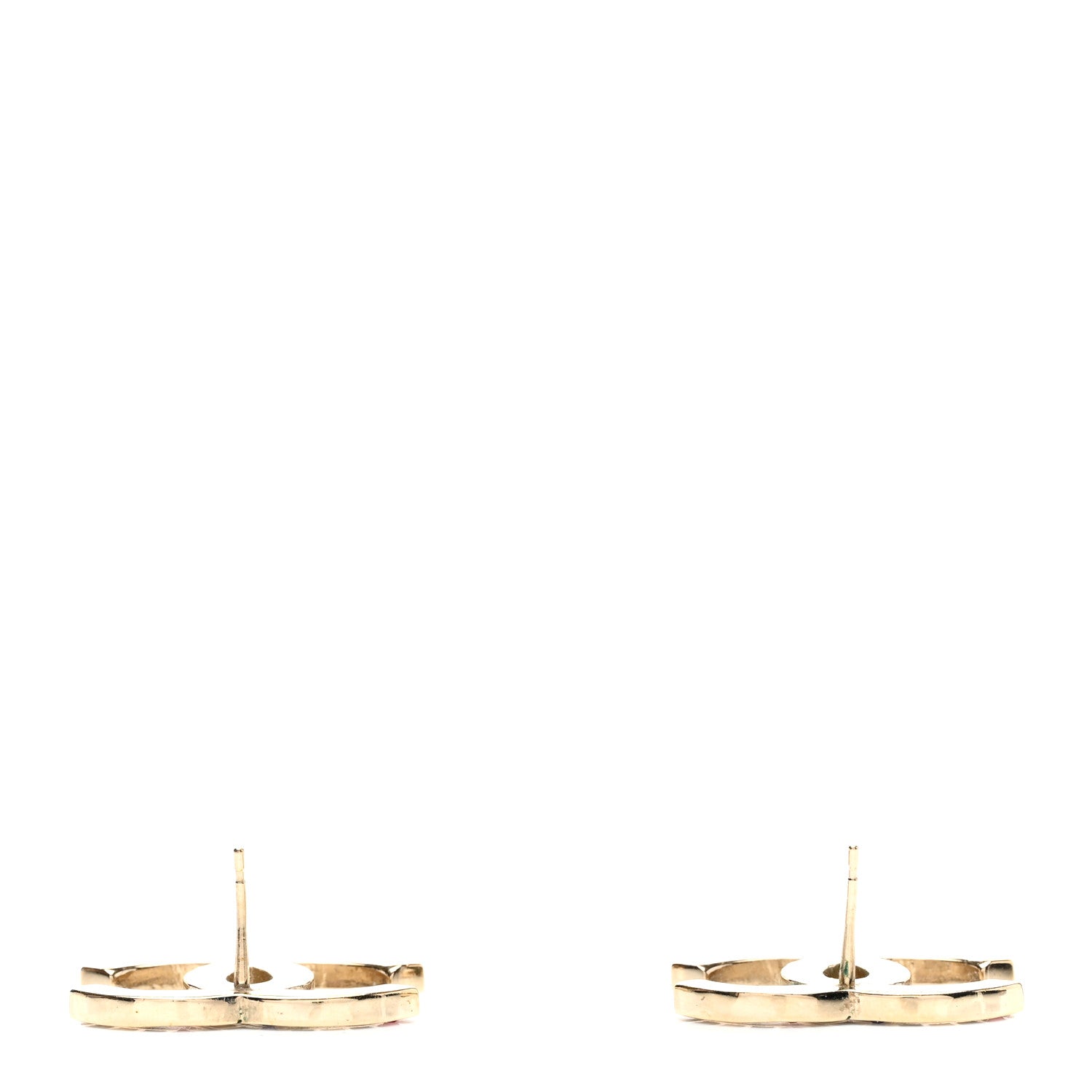 Chanel Crystal Enamel Large CC Earrings Gold Black White Pink 4 of 5