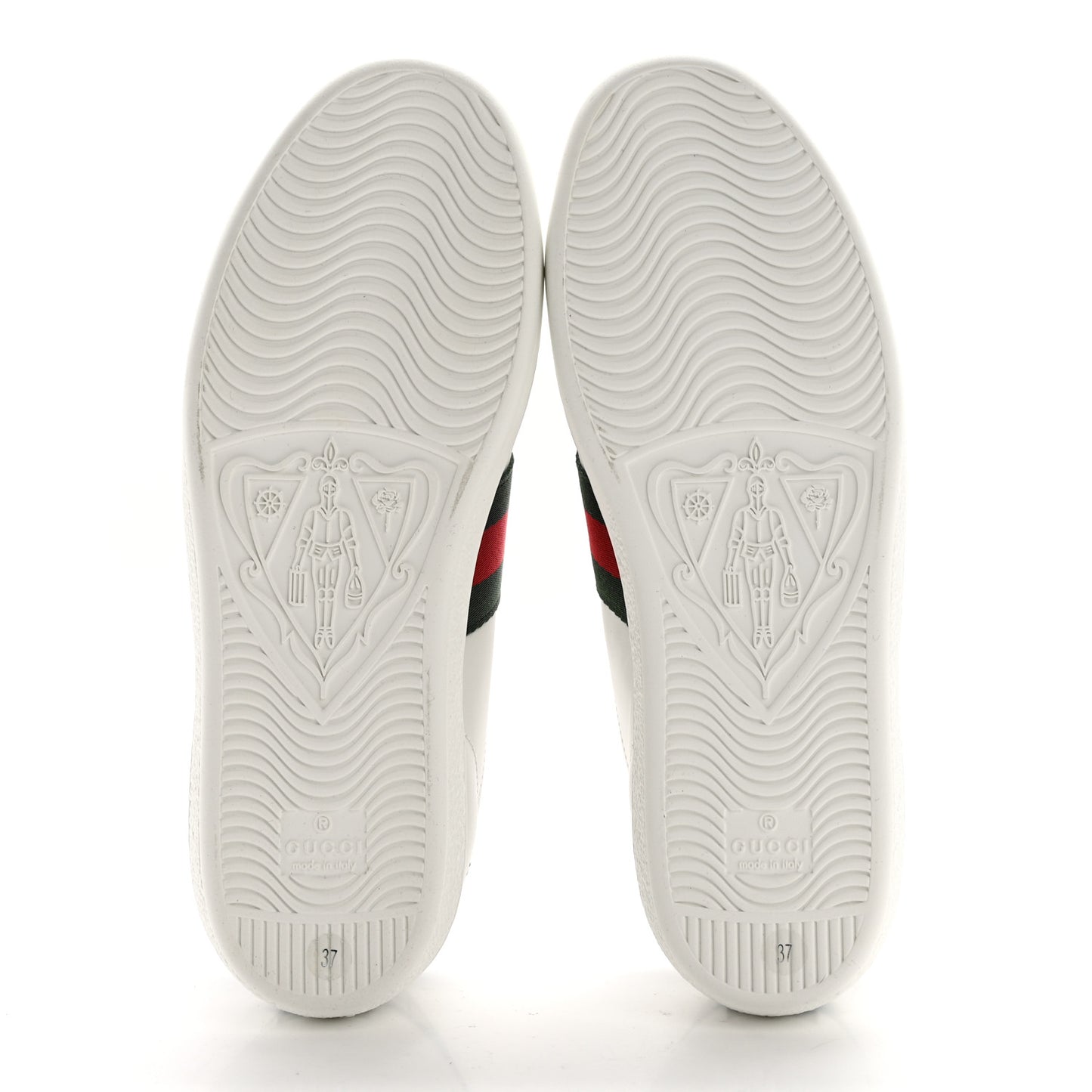 Calfskin Crocodile Web Womens Ace Sneakers 37 White Green