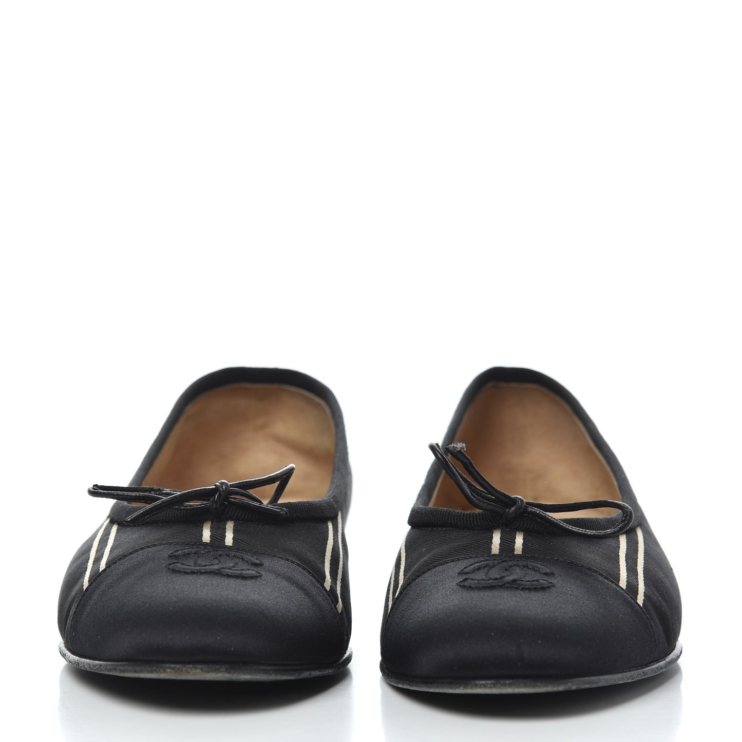 Fabric Grosgrain Cap Toe Ballerina Flats 39.5 Black