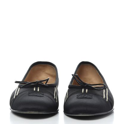 Chanel Fabric Grosgrain Cap Toe Ballerina Flats 39.5 Black 2 of 19