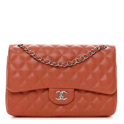 Chanel Lambskin Quilted Jumbo Double Flap Orange 1 of 12