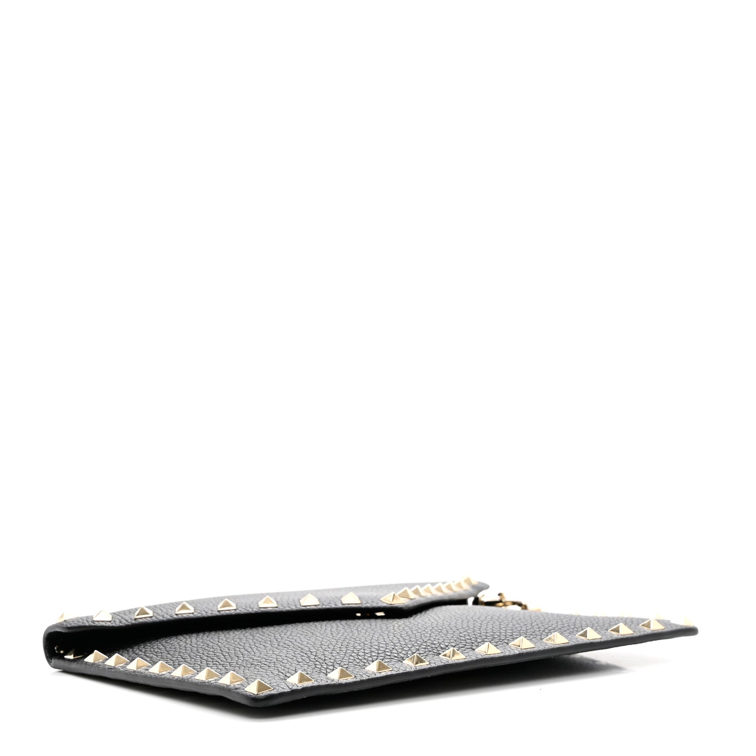 Valentino Garavani Pebbled Calfskin Medium Rockstud Envelope Flat Wristlet Pouch Black 4 of 6