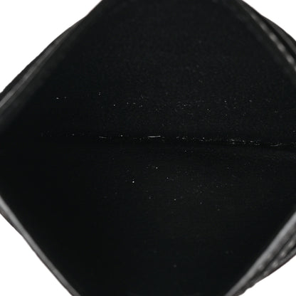 Saint Laurent Calfskin Crocodile Embossed Monogram Credit Card Case Black 5 of 6