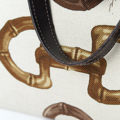 Gucci Canvas Bamboo Horsebit Print Tote White 17 of 17