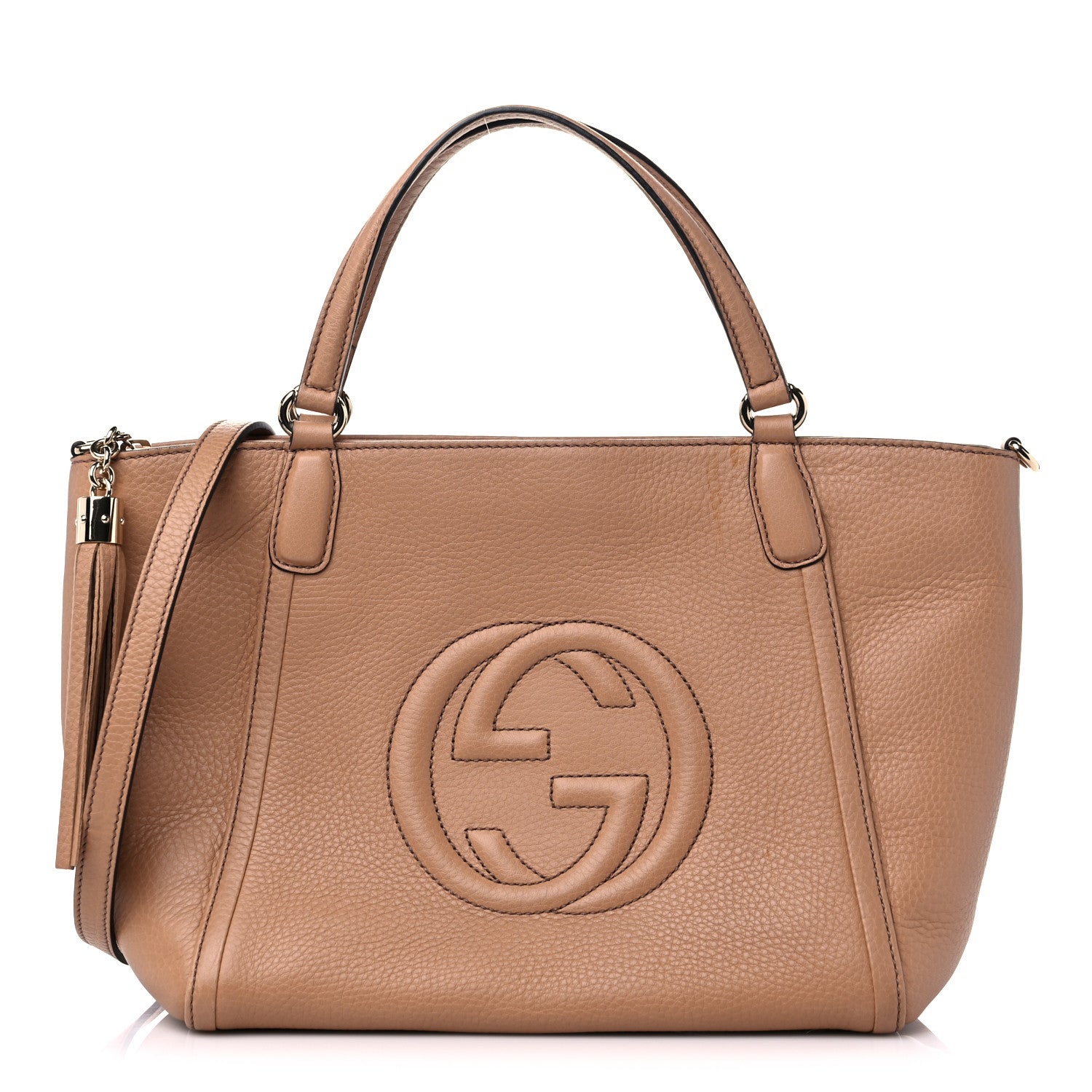 Gucci Pebbled Calfskin Small Soho Top Handle Bag Camelia 1 of 13