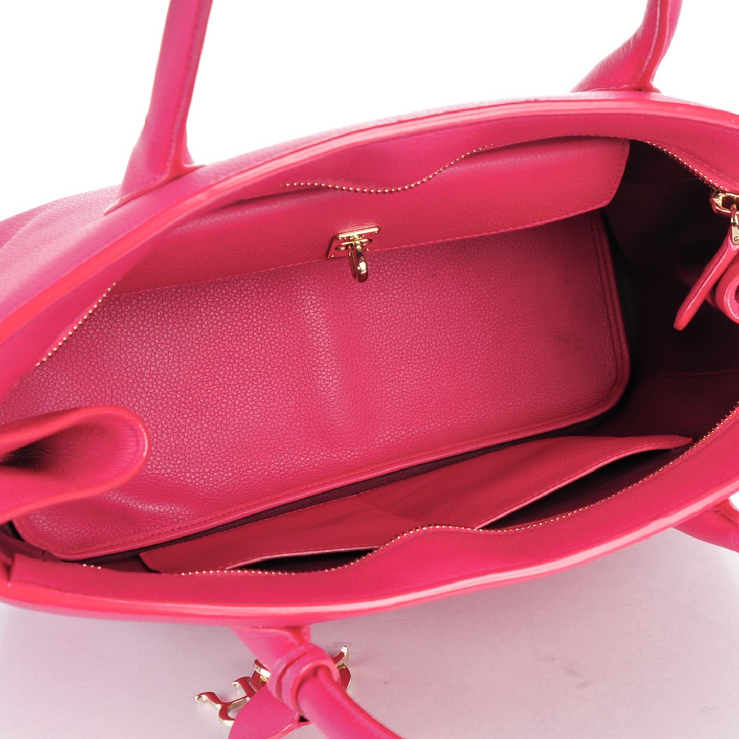 Grained Calfskin Bar Tote Coquelicot