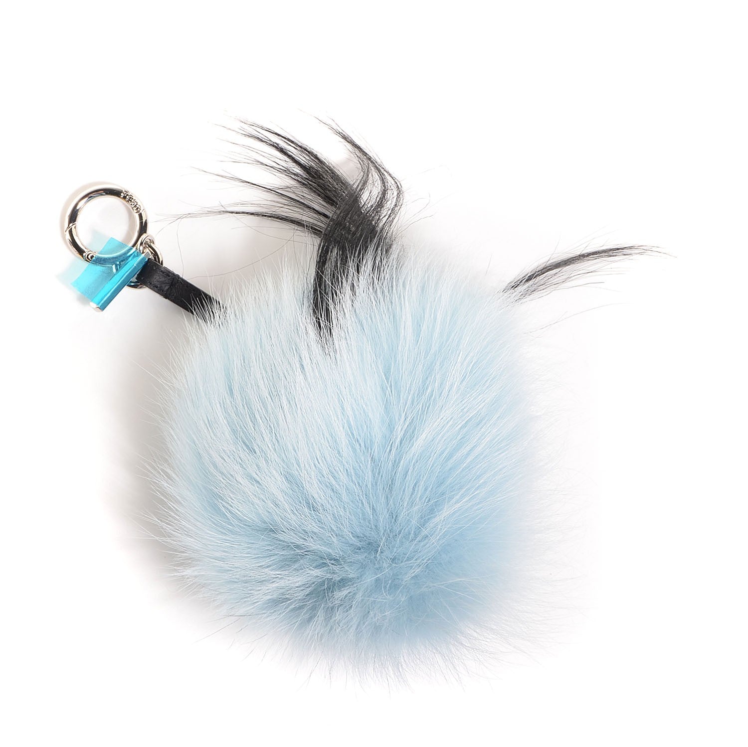 Fendi Fox Mink Rabbit Fur Maddie Monster Bag Bug Charm Light Blue