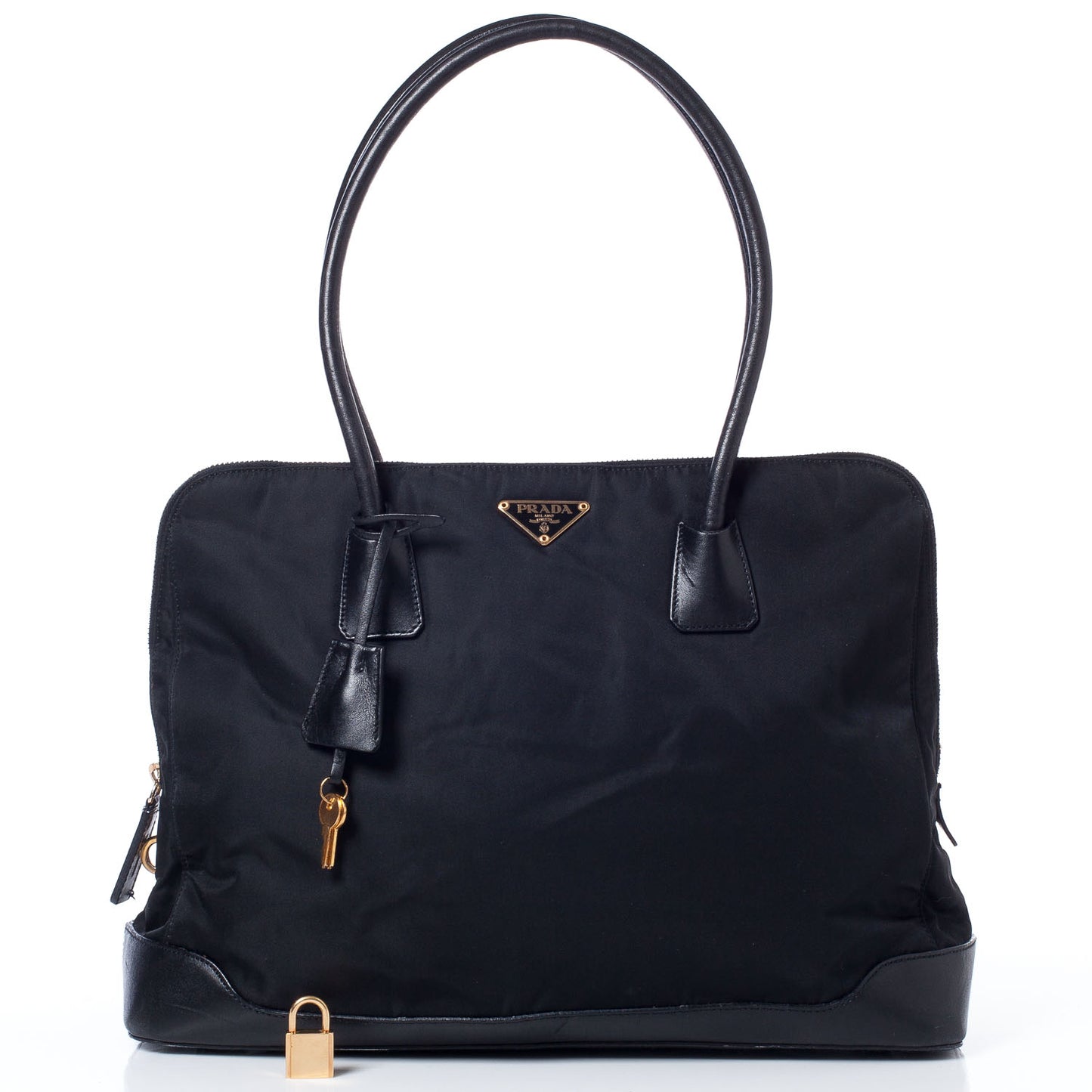 Tessuto Nylon Leather Large Tote Black