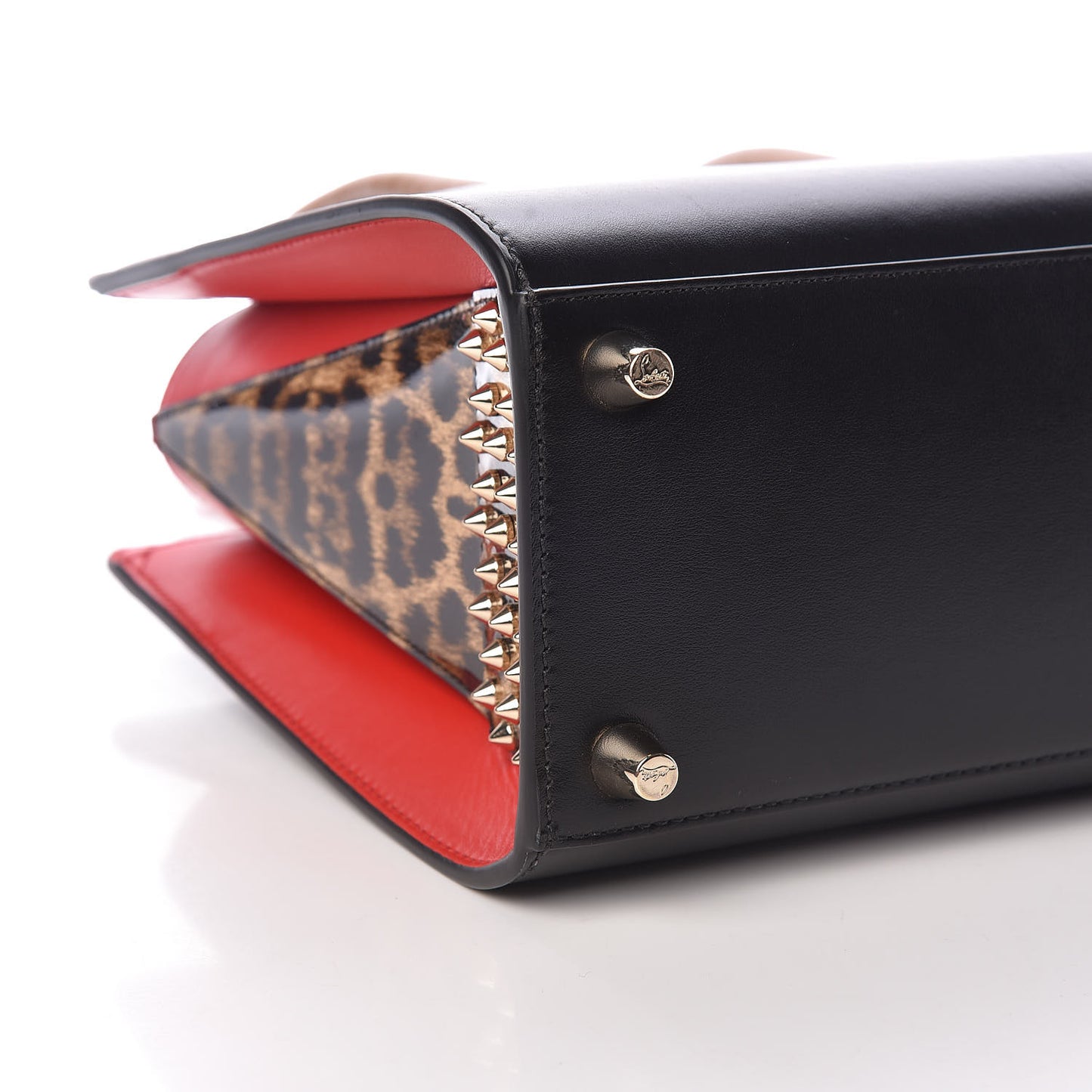 Calfskin Patent Leopard Studded Small Paloma Black