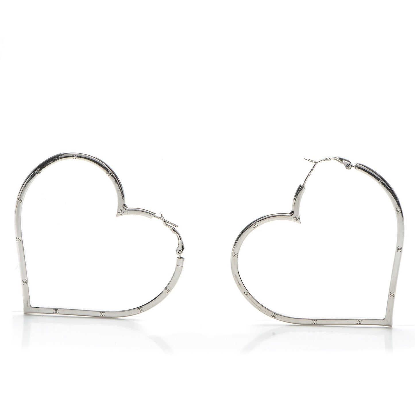 CC Heart Hoop Earrings Silver