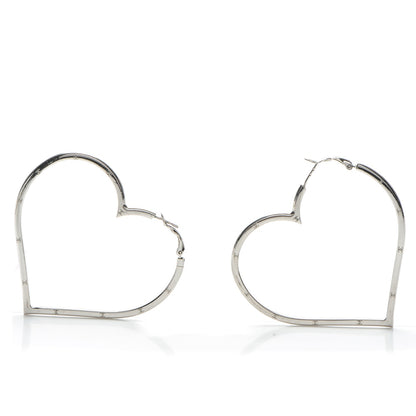 Chanel CC Heart Hoop Earrings Silver 3 of 5