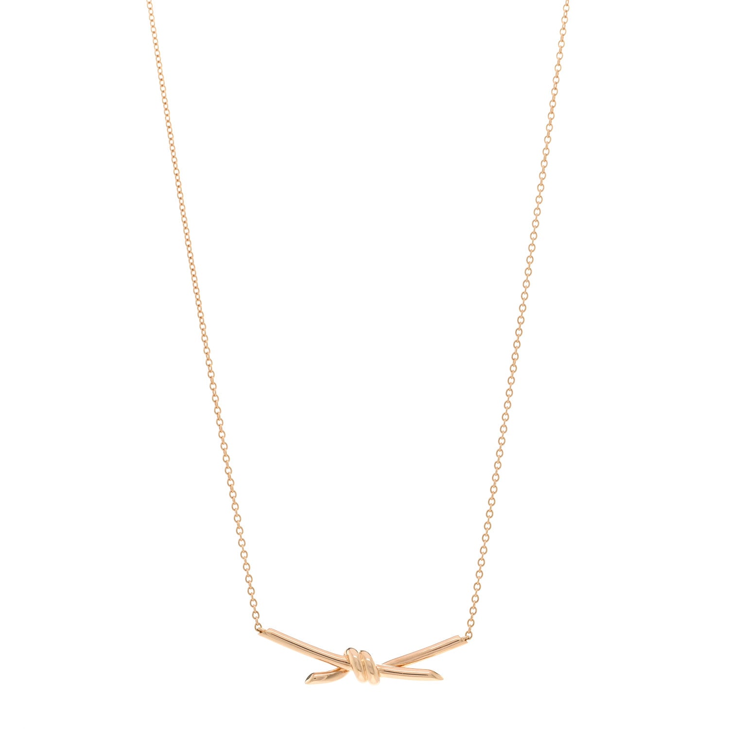 Tiffany 18K Rose Gold Knot Necklace 1 of 5
