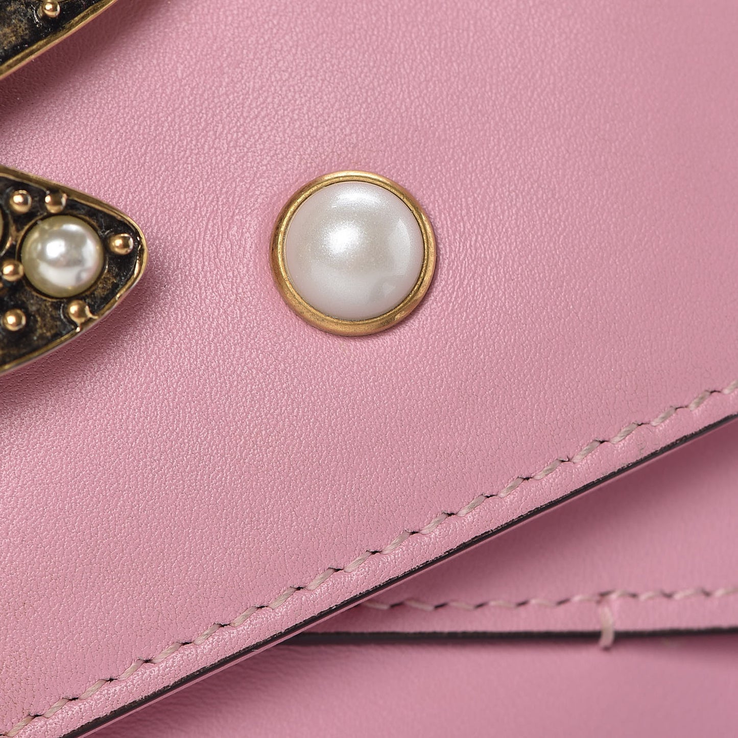 Nappa Pearl Studded Mini Queen Margaret Broadway Shoulder Bag Sugar Pink