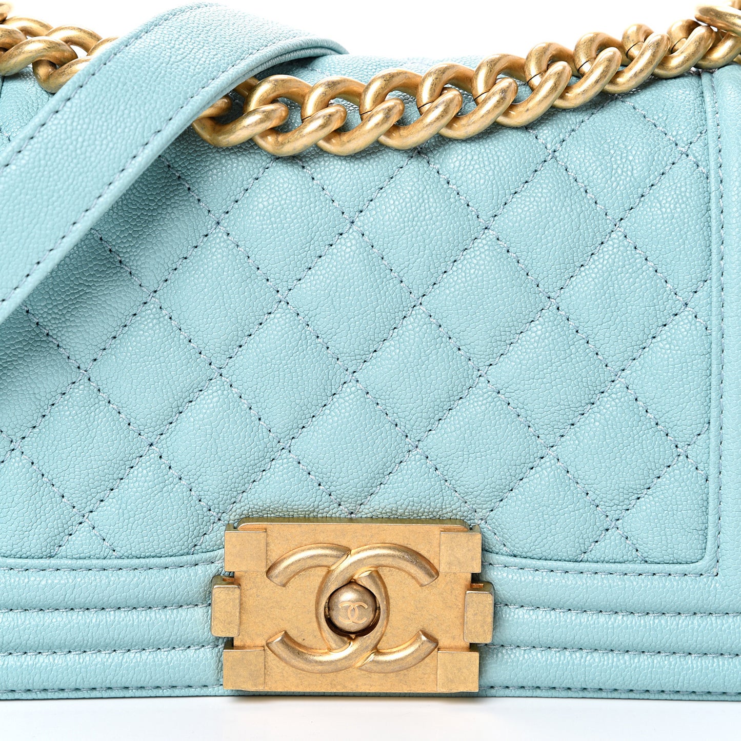 Caviar Quilted Small Boy Flap Light Blue