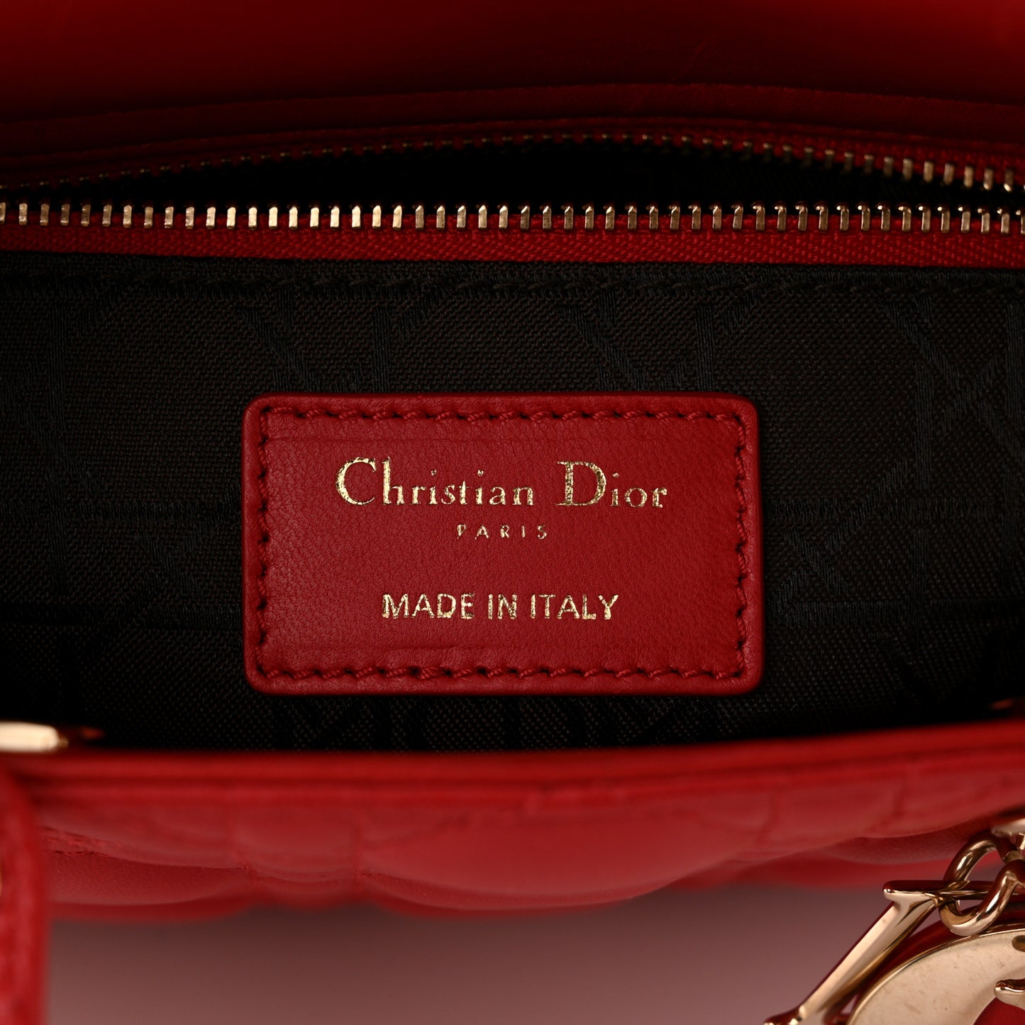 Lambskin Cannage Small Lucky Badges My Lady Dior Red