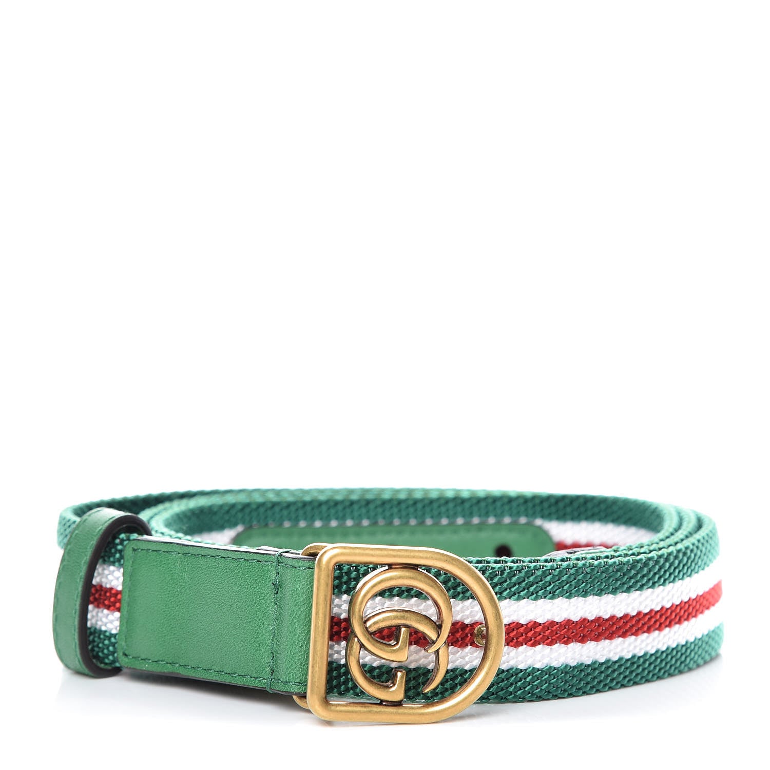 Gucci Canvas Striped GG Belt 90 36 Green Red 1 of 7