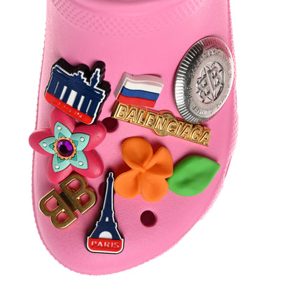 Balenciaga X CROCS Rubber Textured Womens Platform Sandals 35 Rose Bonbon 8 of 9