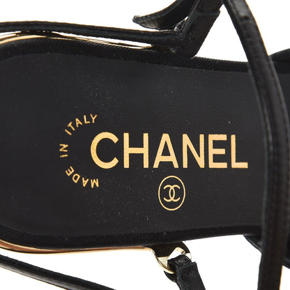 Chanel Lambskin Grosgrain Cap Toe CC Slingback Sandals 38.5 Black 7 of 10