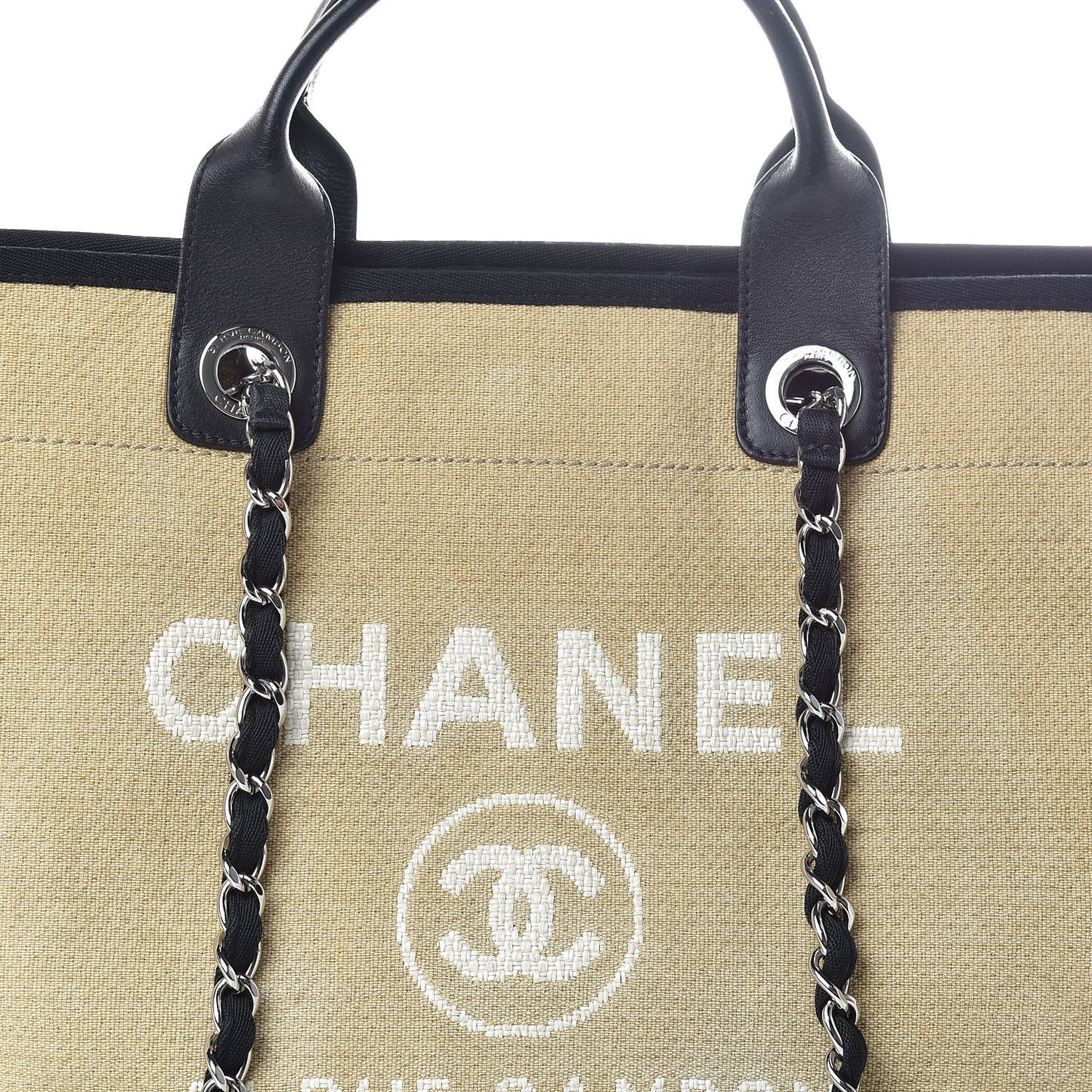 Canvas Large Deauville Tote Beige Black