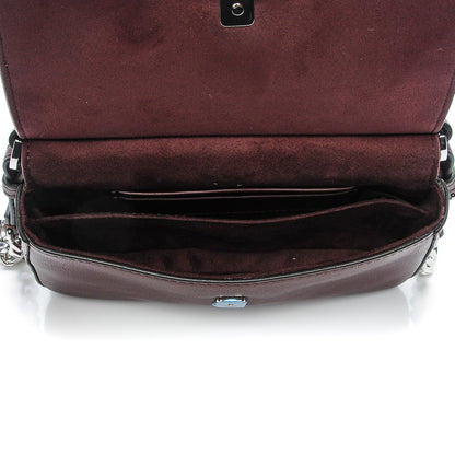 Fendi Elaphe Vitello Dolce Pequin Inlay Studded Micro Double Baguette Bordeaux Sky 6 of 9