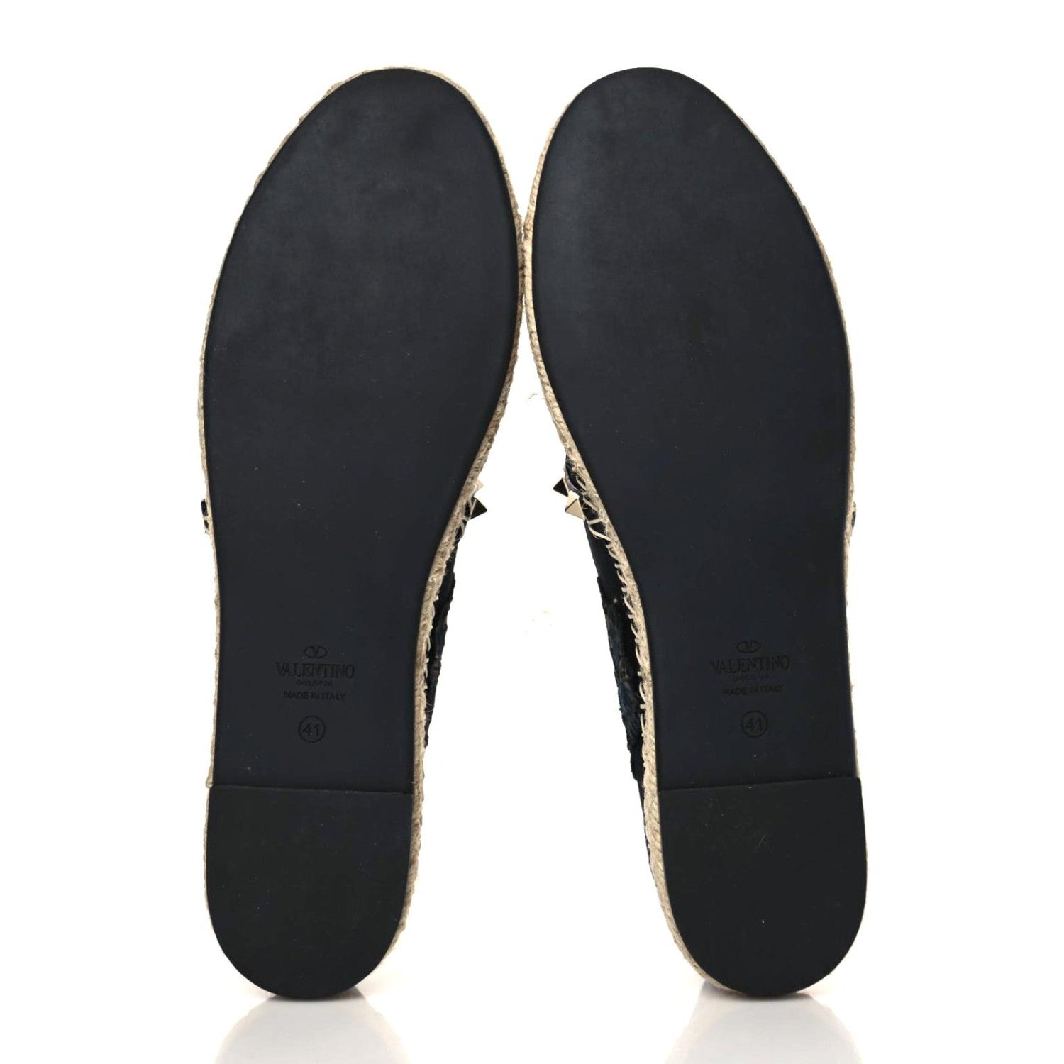 Valentino Garavani Denim Butterfly Embroidered Rockstud Espadrille Flats 41 Black Multicolor 5 of 8