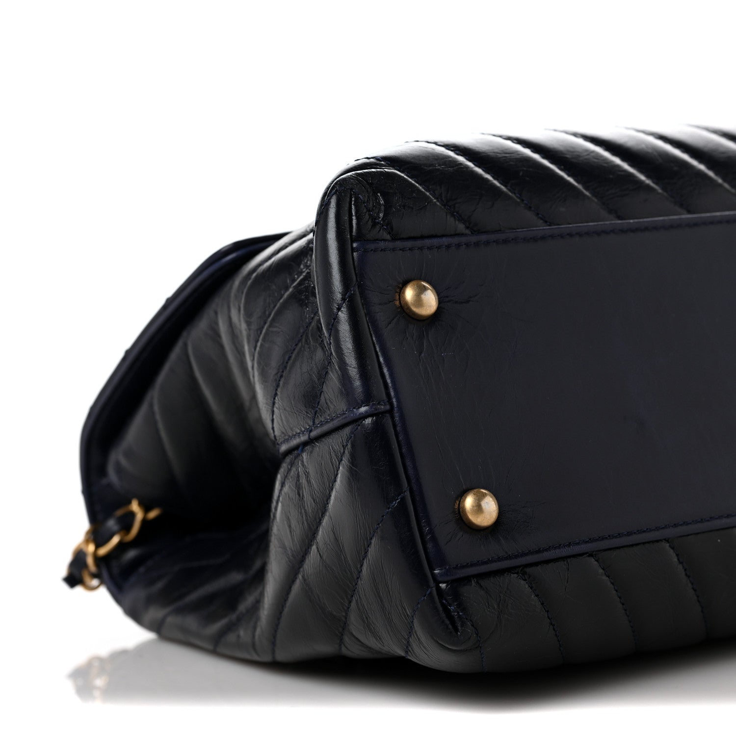 Chanel Calfskin Chevron Quilted Medium Coco Handle Flap Blue 8 of 11