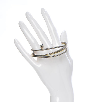 David Yurman Sterling Silver 18K Yellow Gold Crossover Cuff 2 of 4