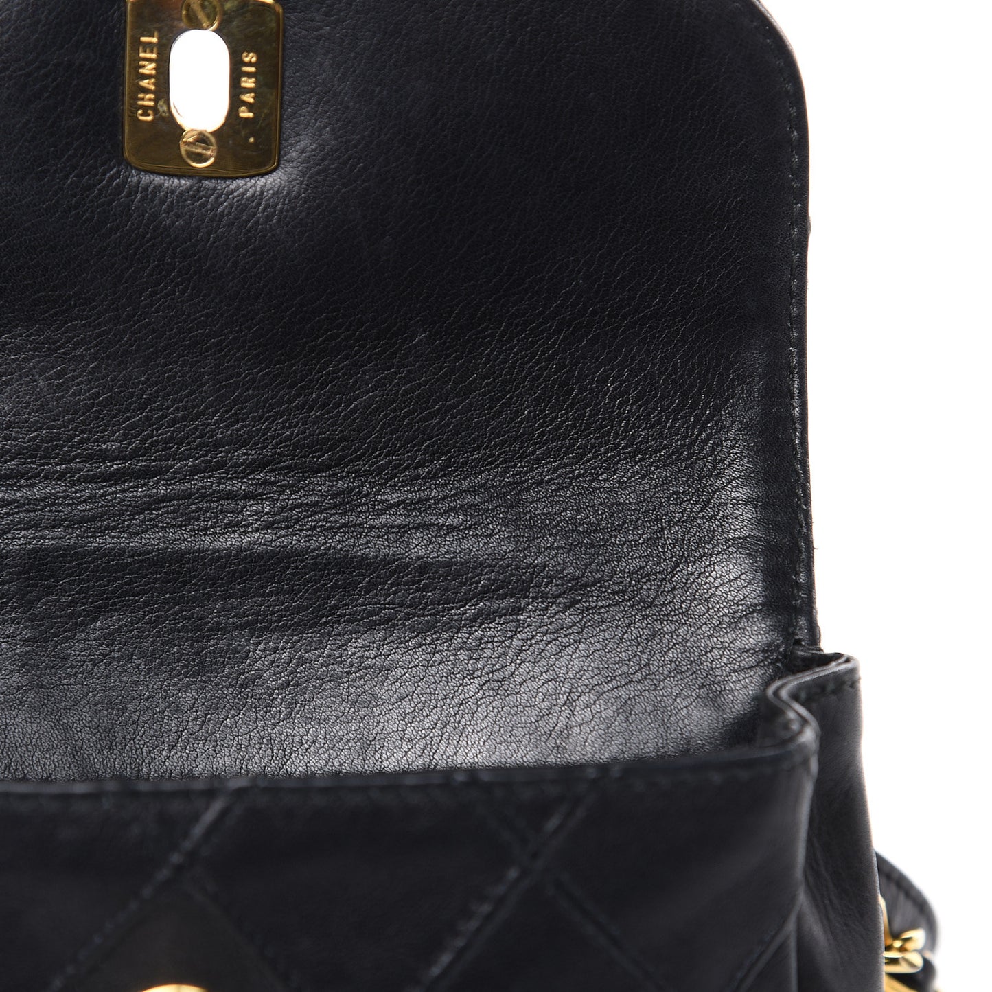 Lambskin Quilted Flap Waist Belt Bag Black