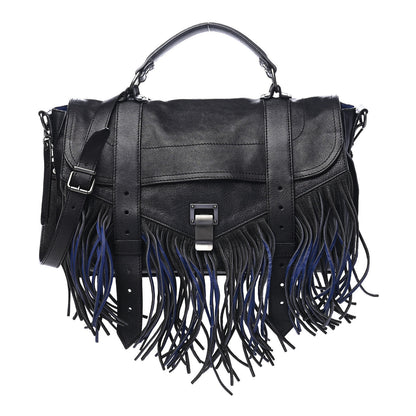 Proenza Schouler Lambskin Fringe Medium PS1 Satchel Black 1 of 12