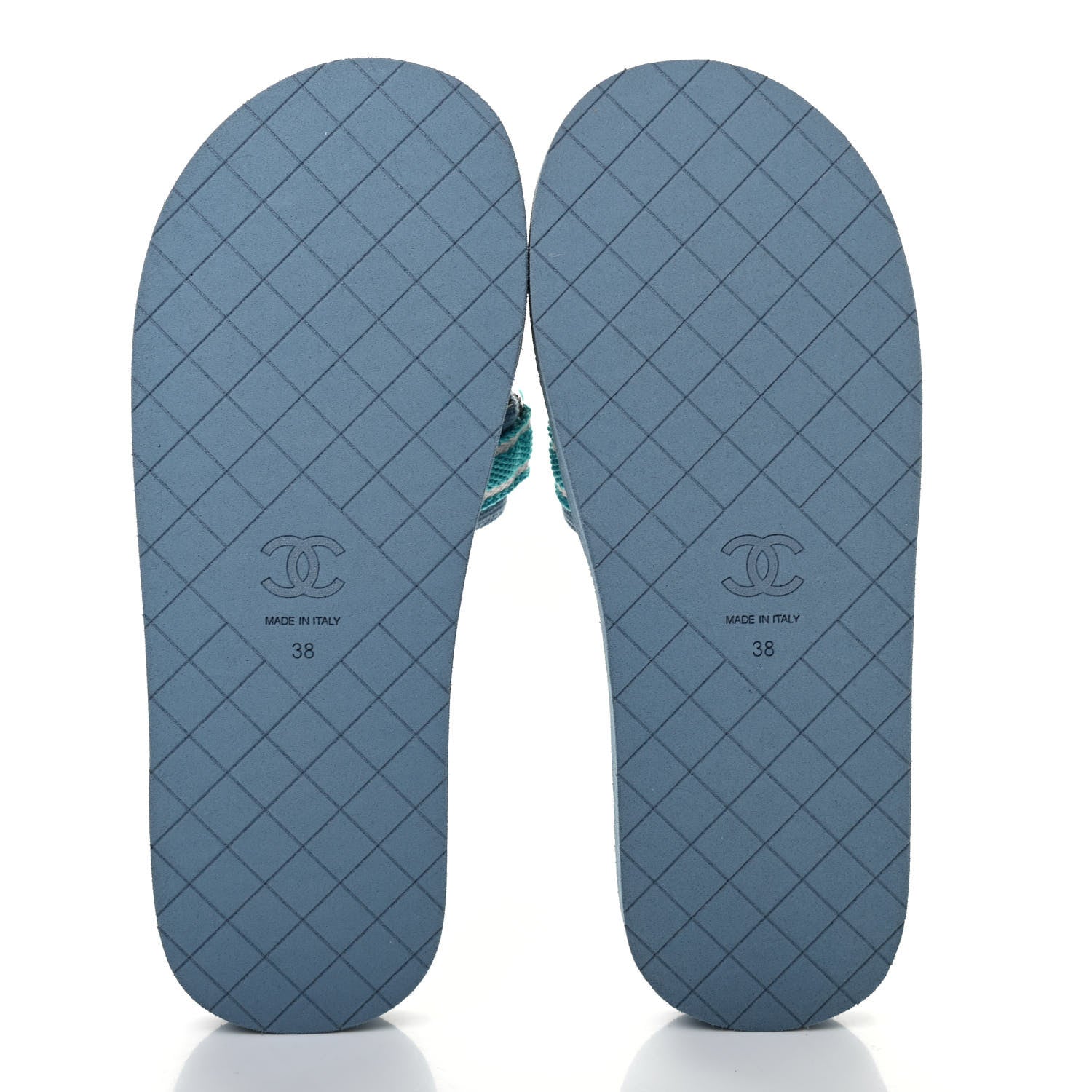 Chanel Fabric Rubber Coco Slides 38 Blue 5 of 8