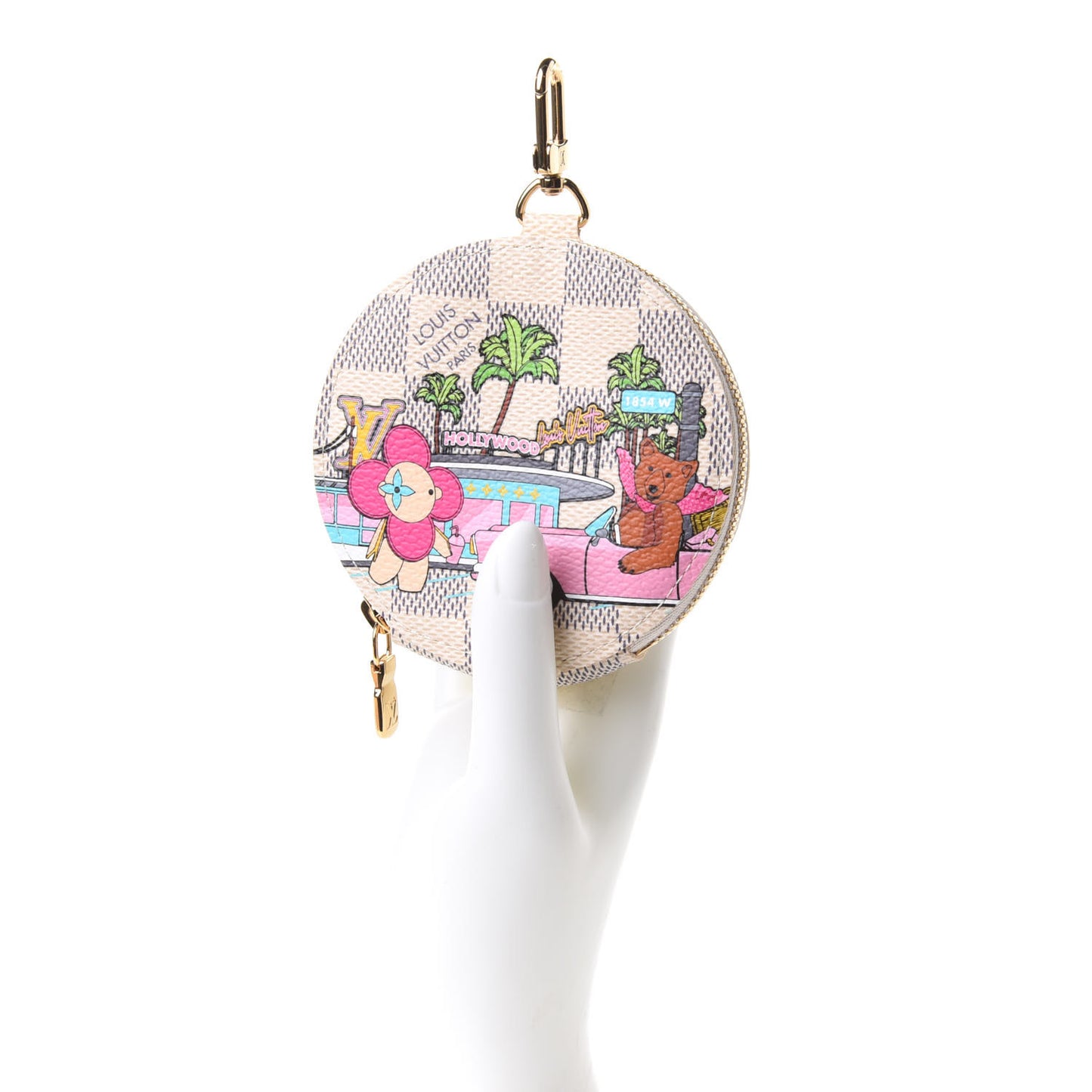 Damier Azur 2021 Christmas Animation Hollywood Bag Charm Fuchsia