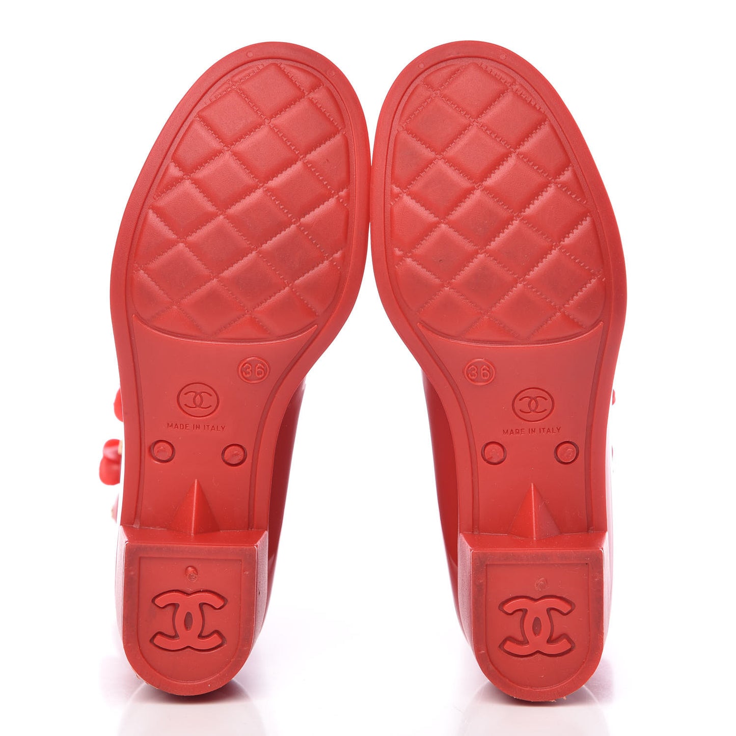 Rubber Camellia Rain Boots 36 Red