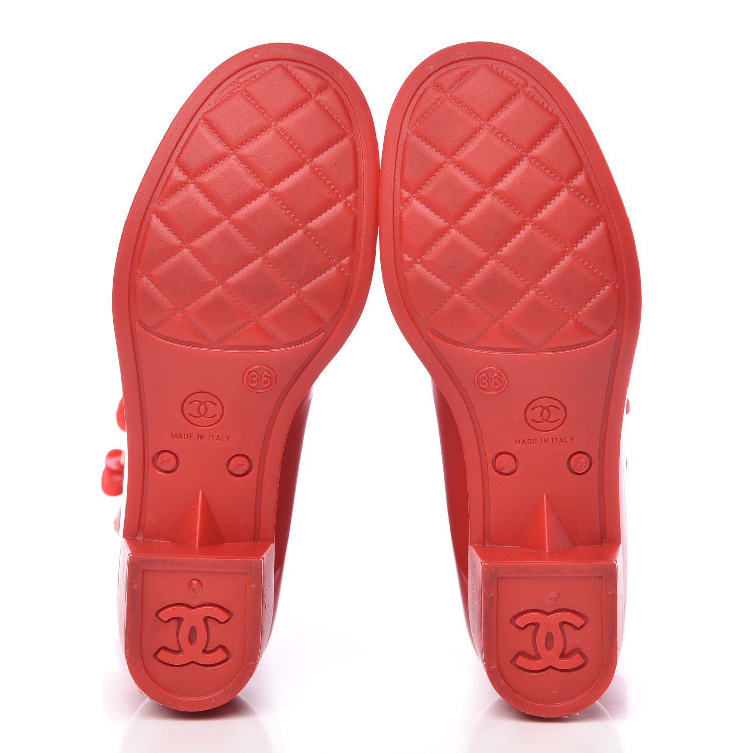 Chanel Rubber Camellia Rain Boots 36 Red 5 of 18