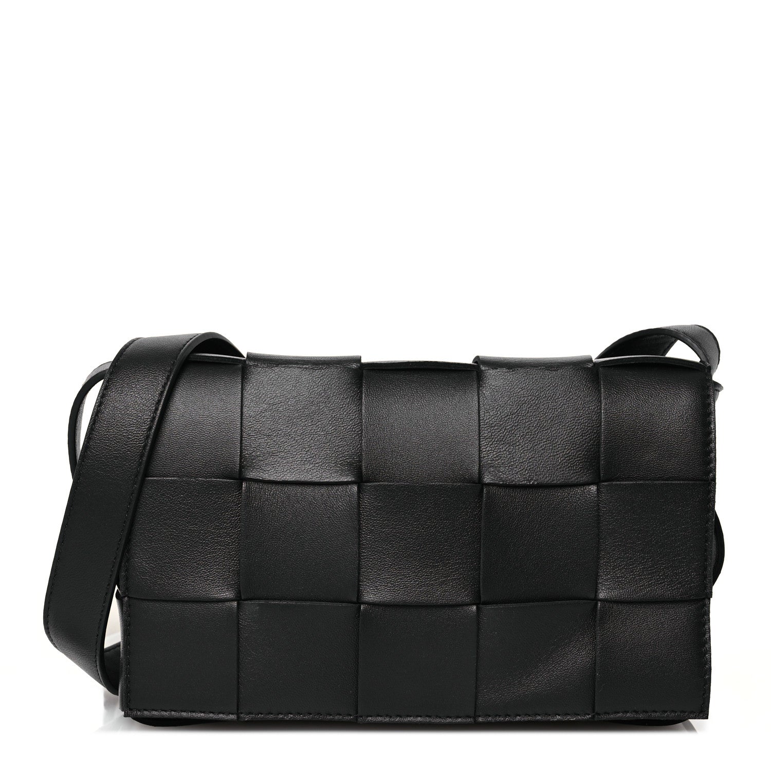 Bottega Veneta Lambskin Maxi Intrecciato Cassette Crossbody Bag Black 1 of 12