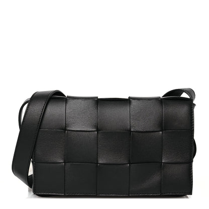 Bottega Veneta Lambskin Maxi Intrecciato Cassette Crossbody Bag Black 1 of 12