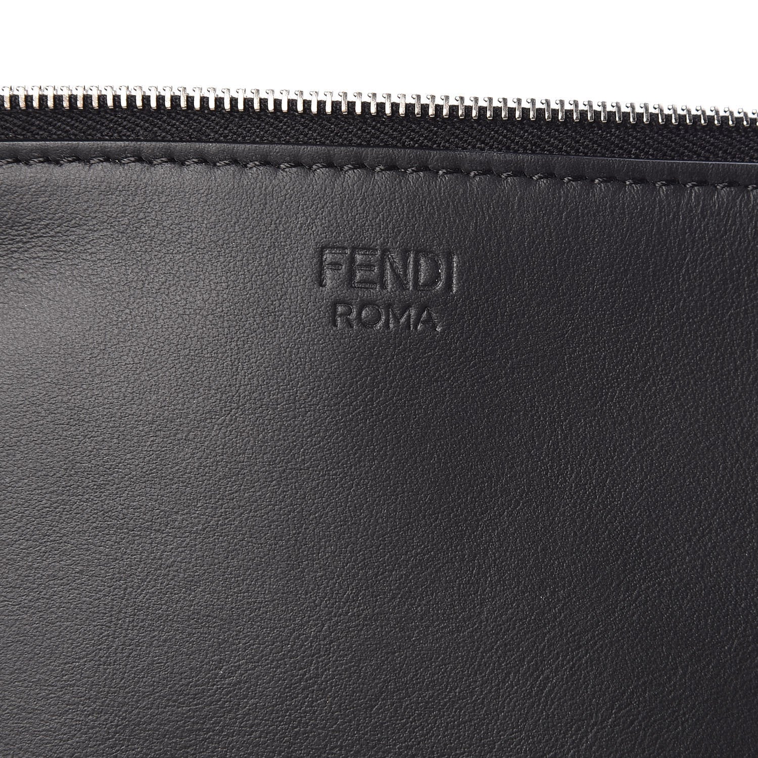 Fendi Calfskin Pearl F is Embellished Triplette Pouch Set Black 8 of 9