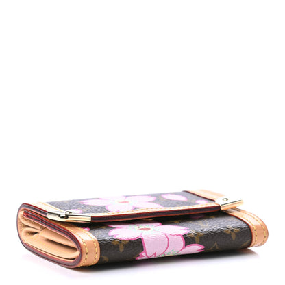 Louis Vuitton Monogram Cherry Blossom Porte-Monnaie Plat Coin Purse Brown 3 of 4
