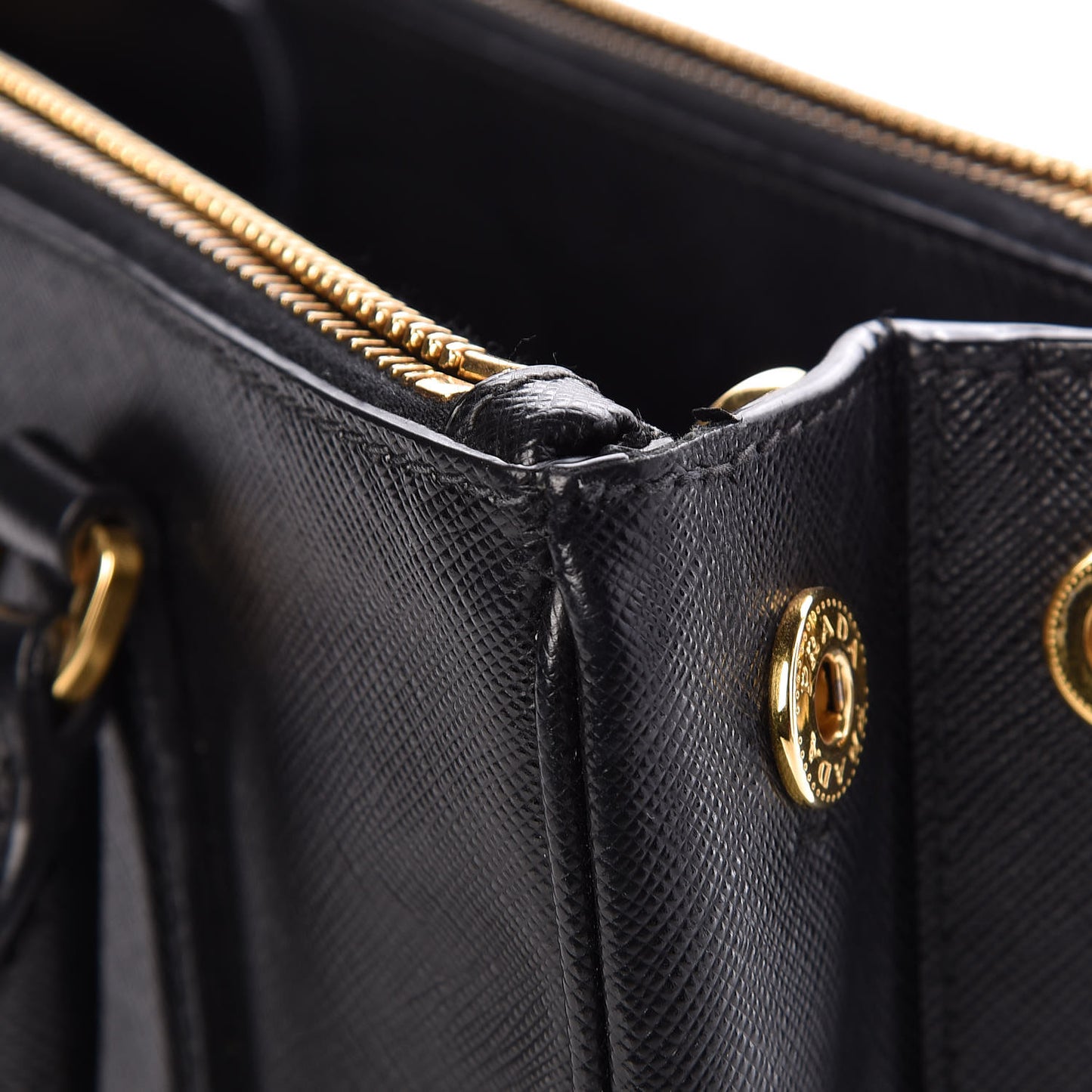 Saffiano Mini Galleria Double Zip Tote Black