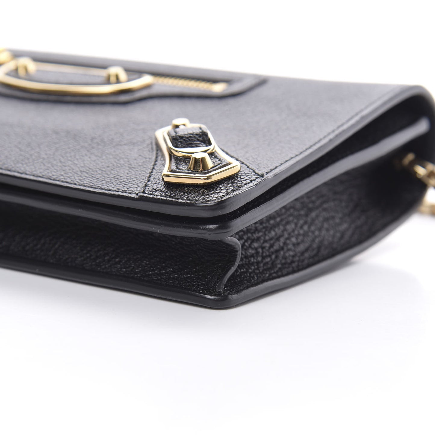 Chevre Gold Metallic Edge Hardware Wallet On Chain Black
