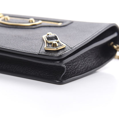 Balenciaga Chevre Gold Metallic Edge Hardware Wallet On Chain Black 10 of 10
