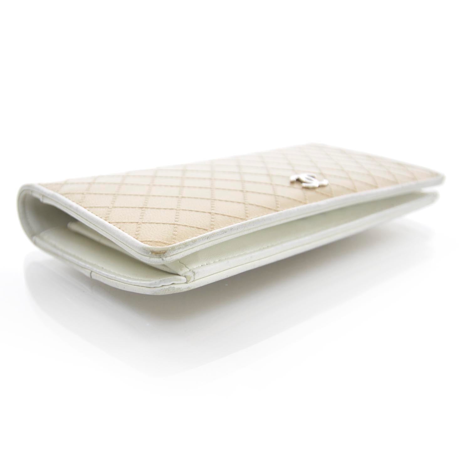 Chanel Calfskin Diamond Stitched Yen Wallet Beige 4 of 9