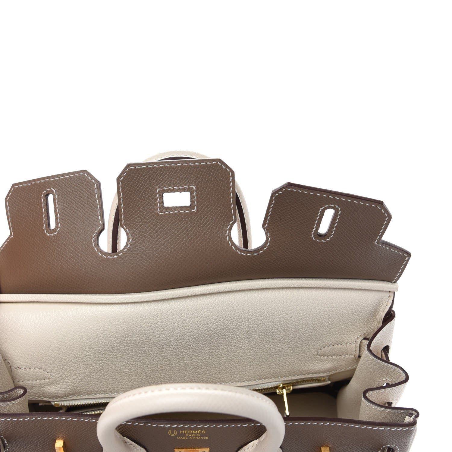 Hermes Epsom Horseshoe Birkin 25 Etoupe Craie 17 of 35