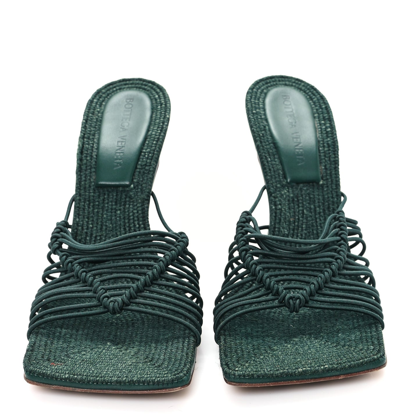 Raffia Elasticized Stretch Mule Sandals 37.5 Emerald Green
