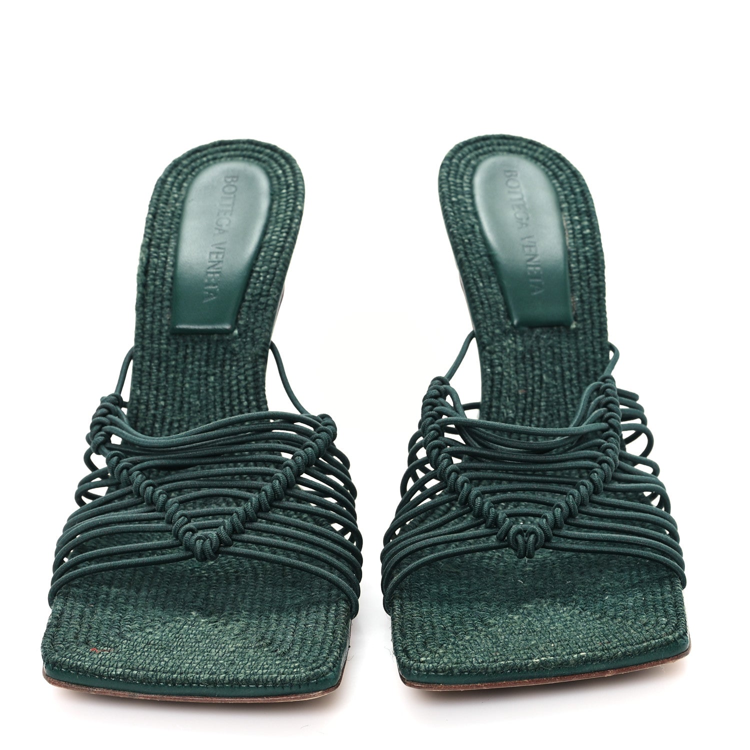 Bottega Veneta Raffia Elasticized Stretch Mule Sandals 37.5 Emerald Green 2 of 10